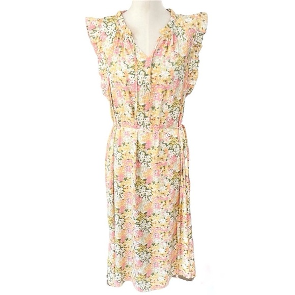 croft & barrow Dresses & Skirts - Croft & Barrow Floral Sleeveless Dress Small Butter Yellow Cottagecore Wedding